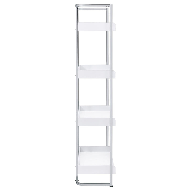  Coaster Furniture Ember 803402 68-inch 4-shelf Bookshelf - White High Gloss and Chrome IMAGE 8