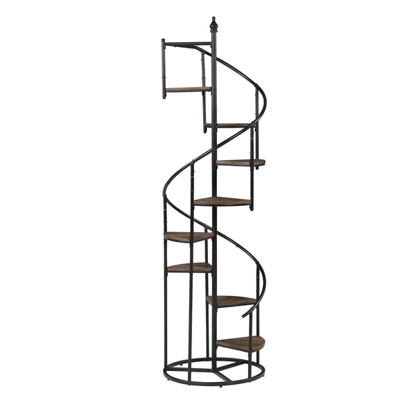  Coaster Furniture Roseglen 805675 69-inch 8-shelf Staircase Bookshelf - Rustic Brown IMAGE 1