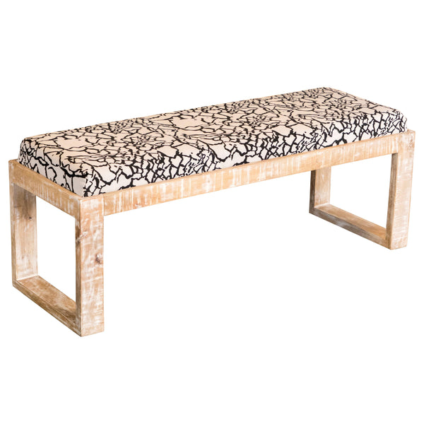  Coaster Furniture Aiden 914138 Fabric Upholstered Accent Bench - Distressed White IMAGE 1