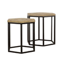  Coaster Furniture Adger 935844 2-piece Hexagonal Nesting Tables - Natural and Black IMAGE 1