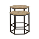  Coaster Furniture Adger 935844 2-piece Hexagonal Nesting Tables - Natural and Black IMAGE 3