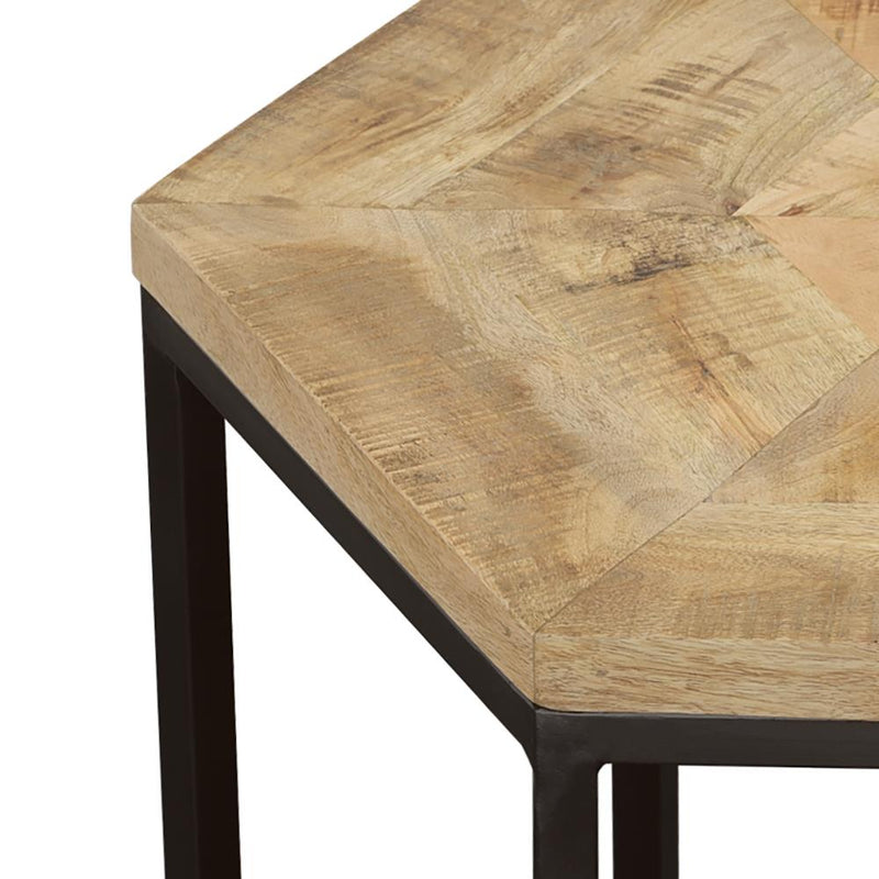  Coaster Furniture Adger 935844 2-piece Hexagonal Nesting Tables - Natural and Black IMAGE 7