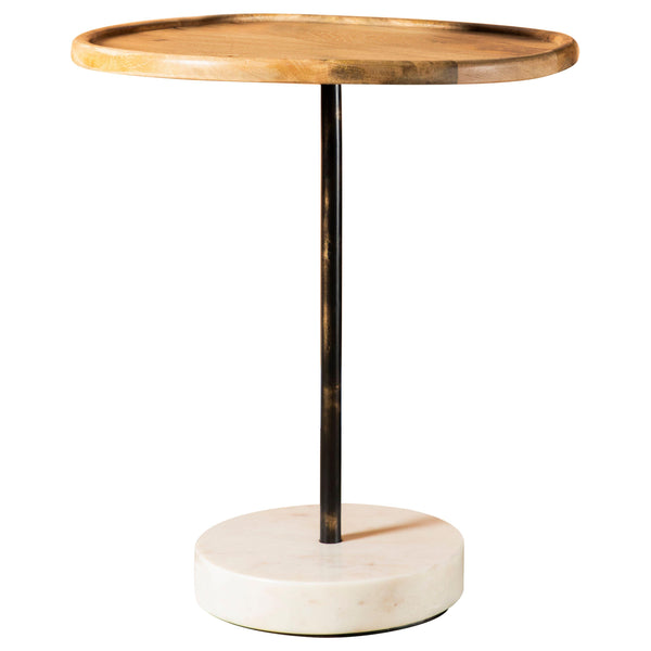  Coaster Furniture Ginevra 935881 Wood Top Marble Base Table - Natural Brown and White IMAGE 1