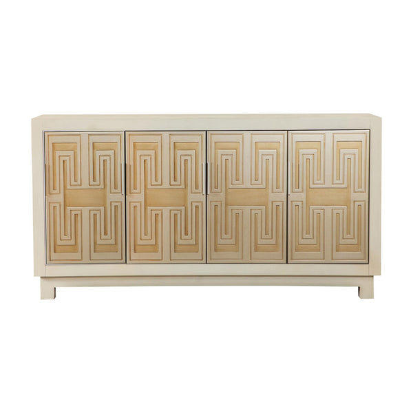  Coaster Furniture Voula 953416 4-door Wood Accent Storage Cabinet - White and Gold IMAGE 1