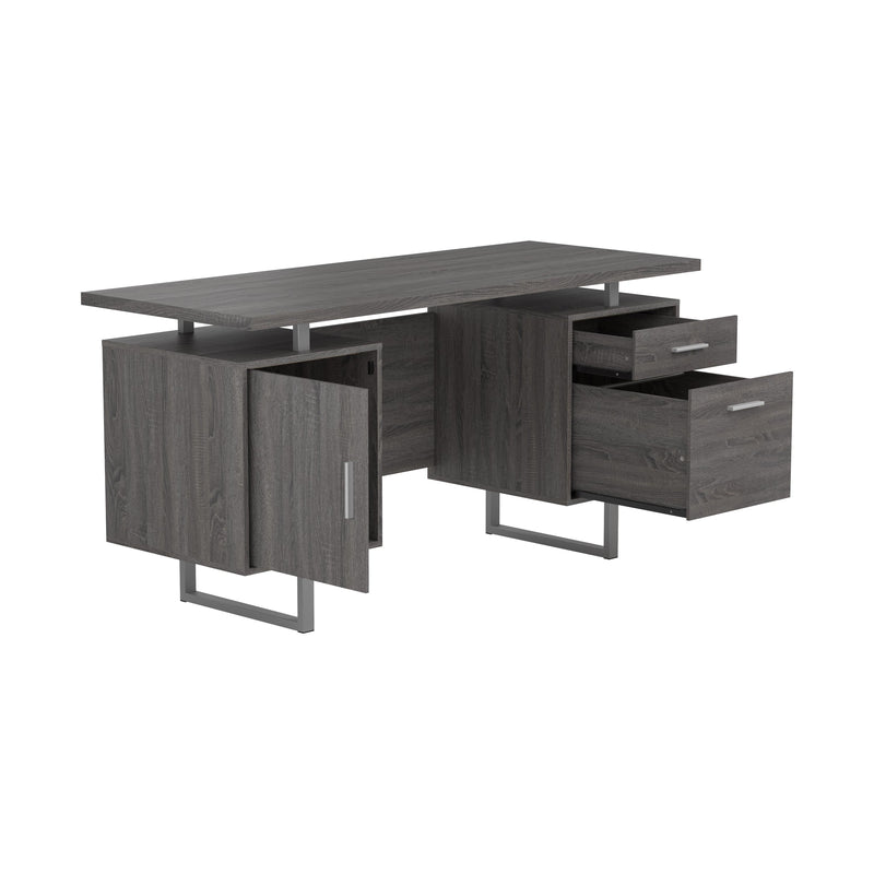  Coaster Furniture Lawtey 800521 60-inch 2-Drawer Office Computer Desk - Weathered Grey IMAGE 2
