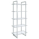  Coaster Furniture Hartford 805538 79-inch 5-shelf Glass Bookshelf - Chrome IMAGE 5