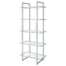  Coaster Furniture Hartford 805538 79-inch 5-shelf Glass Bookshelf - Chrome IMAGE 7