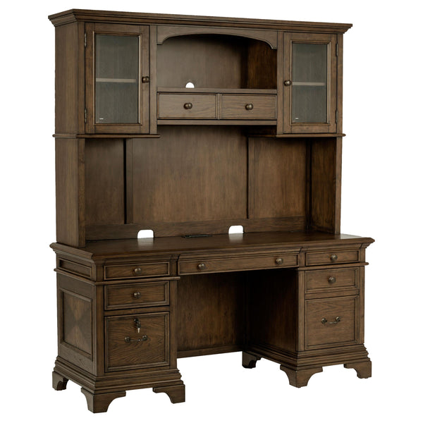  Coaster Furniture Hartshill 881283 66-inch 5-Drawer Credenza with Hutch - Burnished Oak IMAGE 1