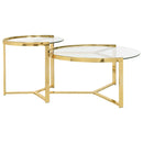  Coaster Furniture Delia 930251 2-Piece Round Glass Top Nesting Coffee Table - Gold IMAGE 7