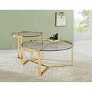  Coaster Furniture Delia 930251 2-Piece Round Glass Top Nesting Coffee Table - Gold IMAGE 8