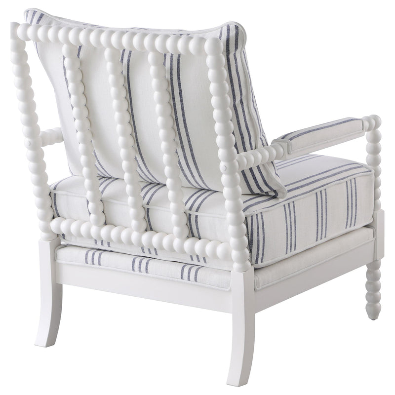  Coaster Furniture Blanchett 903835 Upholstered Bobbin Accent Chair - White and Navy IMAGE 7