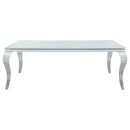  Coaster Furniture Carone 115081 Rectangular 81-inch Glass Top Dining Table - White IMAGE 2