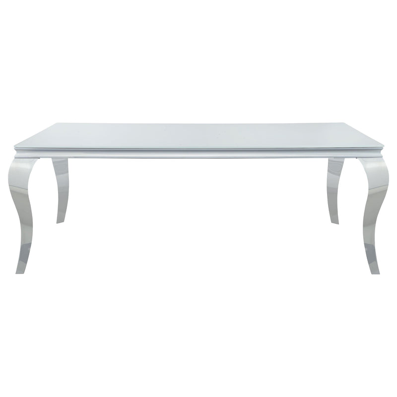  Coaster Furniture Carone 115081 Rectangular 81-inch Glass Top Dining Table - White IMAGE 2