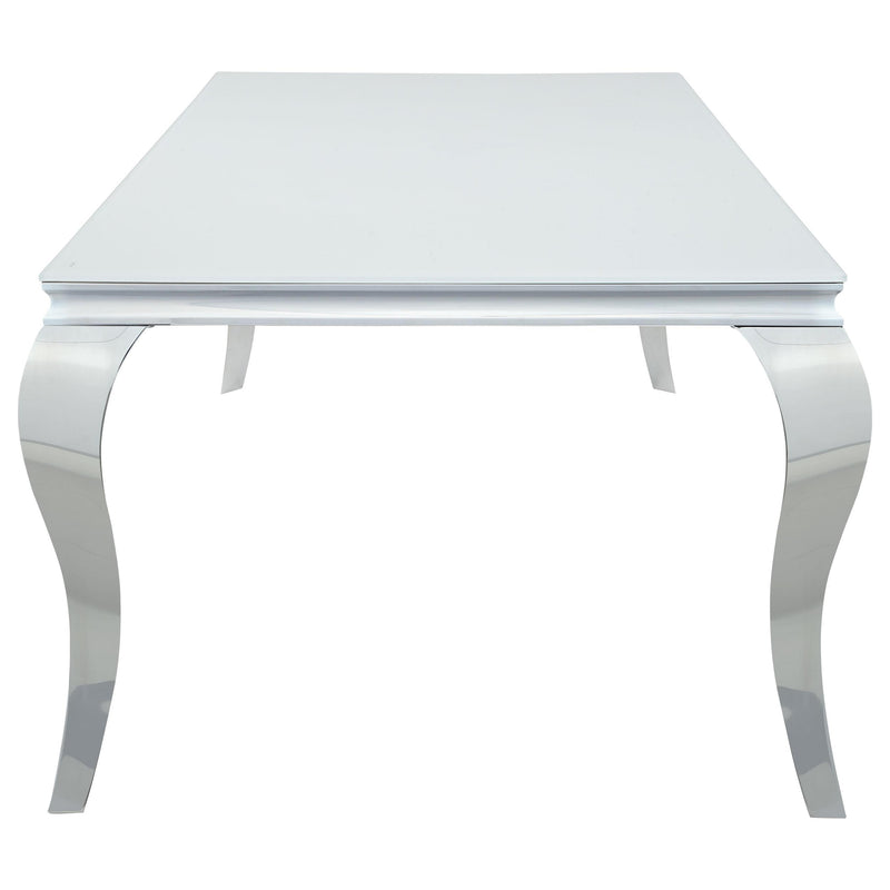  Coaster Furniture Carone 115081 Rectangular 81-inch Glass Top Dining Table - White IMAGE 3
