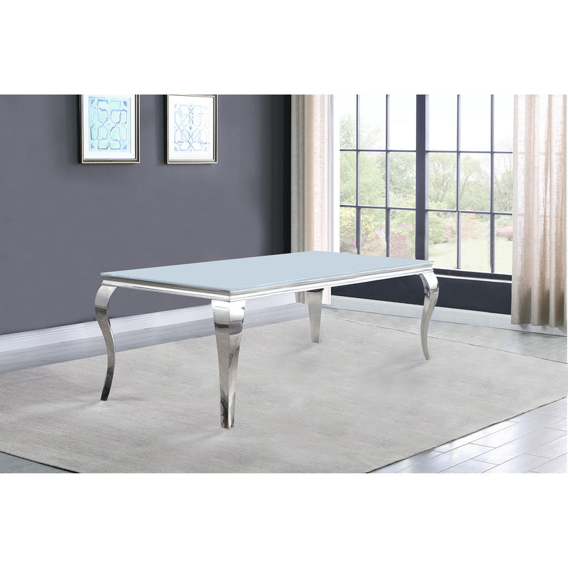  Coaster Furniture Carone 115081 Rectangular 81-inch Glass Top Dining Table - White IMAGE 4