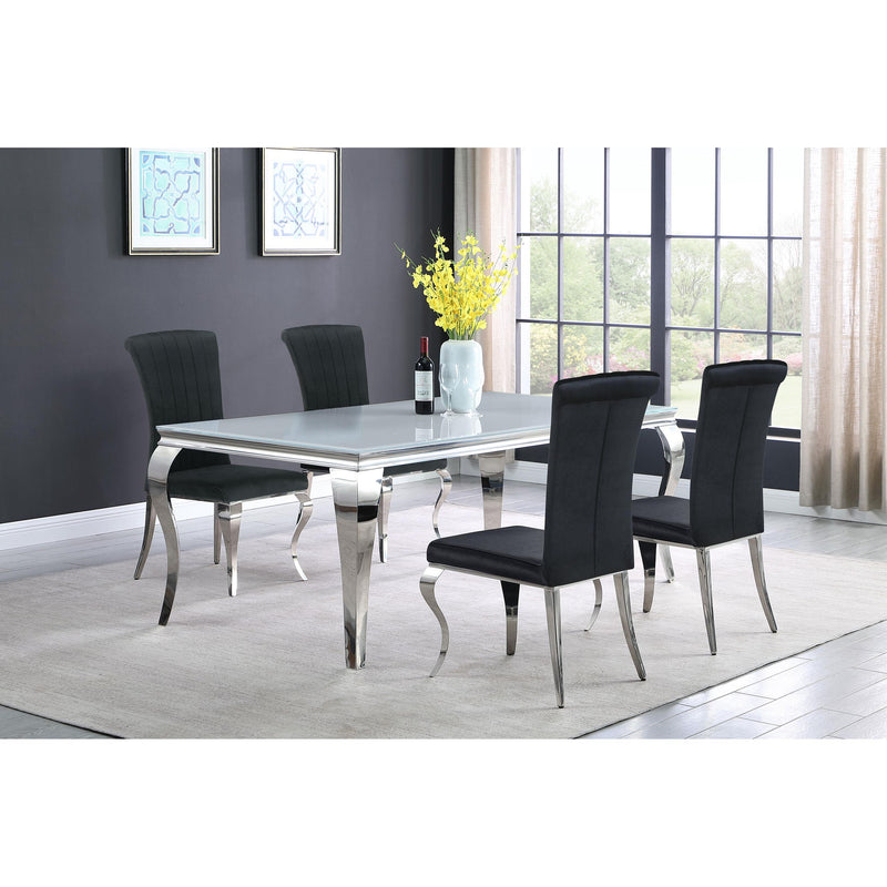  Coaster Furniture Carone 115081 Rectangular 81-inch Glass Top Dining Table - White IMAGE 5