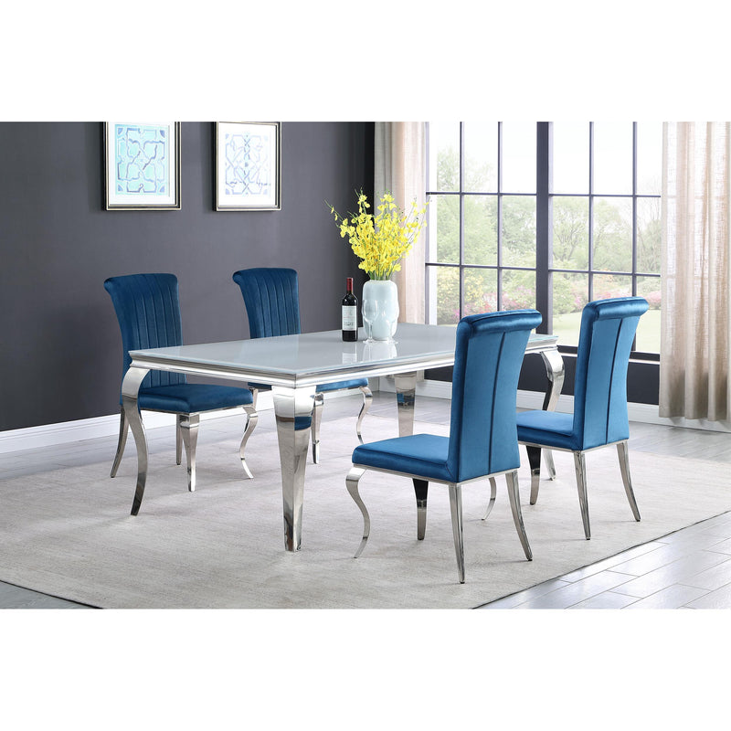  Coaster Furniture Carone 115081 Rectangular 81-inch Glass Top Dining Table - White IMAGE 7