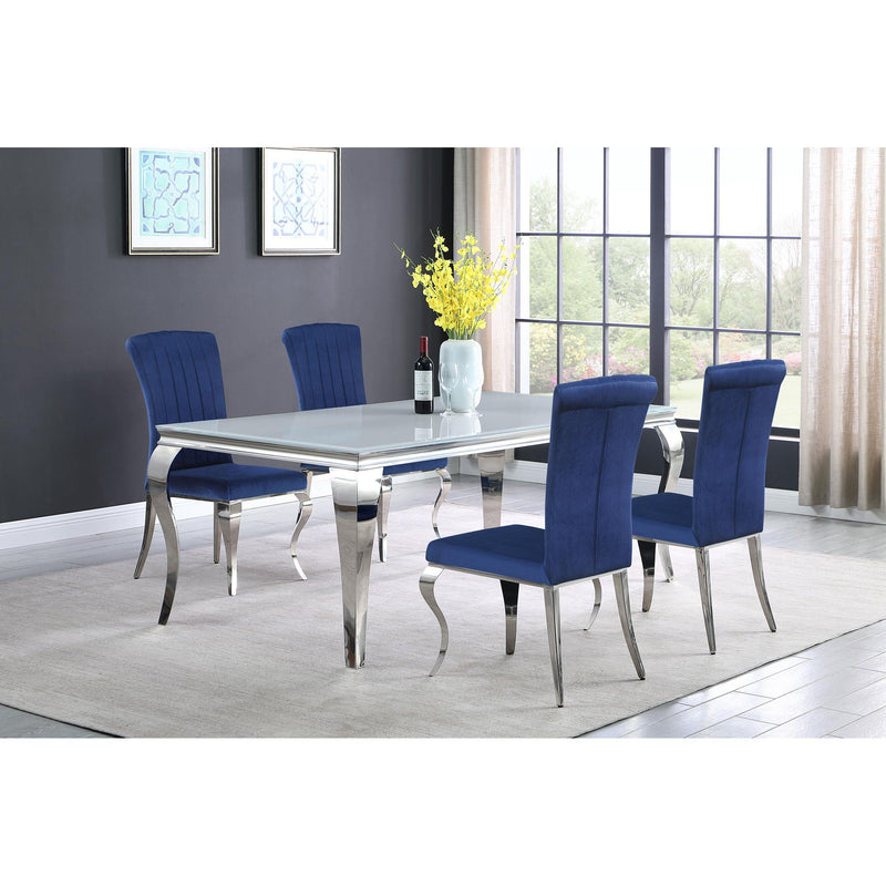  Coaster Furniture Carone 115081 Rectangular 81-inch Glass Top Dining Table - White IMAGE 8