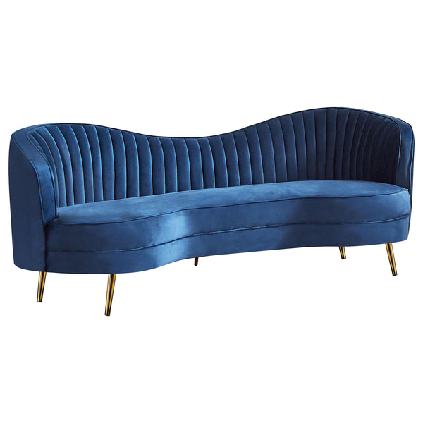  Coaster Furniture Sophia 506861 Upholstered Channel Tufted Sofa - Blue IMAGE 1