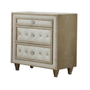  Coaster Furniture Antonella 223522 Upholstered 3-Drawer Nightstand - Ivory and Camel IMAGE 1