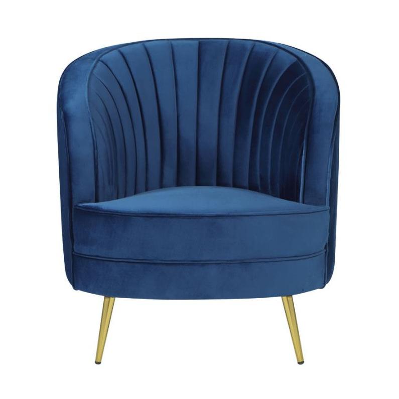  Coaster Furniture Sophia 506863 Upholstered Channel Tufted Barrel Accent Chair - Blue IMAGE 2