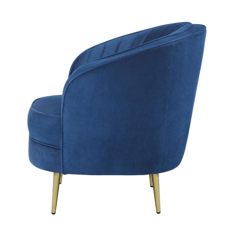  Coaster Furniture Sophia 506863 Upholstered Channel Tufted Barrel Accent Chair - Blue IMAGE 3