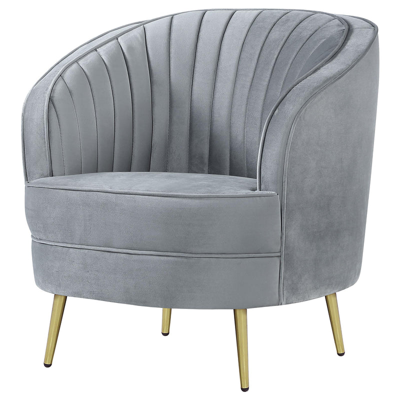  Coaster Furniture Sophia 506866 Upholstered Channel Tufted Barrel Accent Chair - Grey IMAGE 3