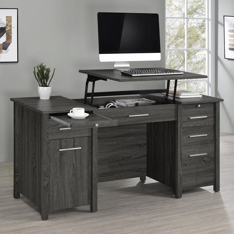  Coaster Furniture Dylan 801576 60-inch 4-Drawer Lift Top Office Desk - Weathered Grey IMAGE 10