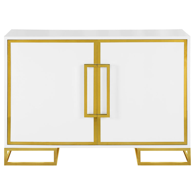  Coaster Furniture Elsa 959594 2-door Wood Storage Accent Cabinet - White and Gold IMAGE 2