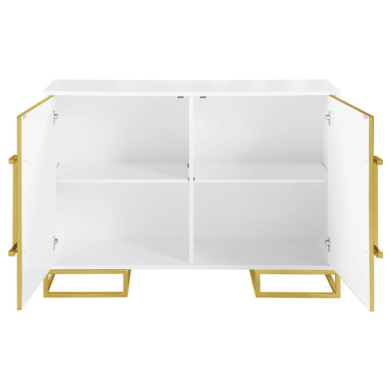  Coaster Furniture Elsa 959594 2-door Wood Storage Accent Cabinet - White and Gold IMAGE 3