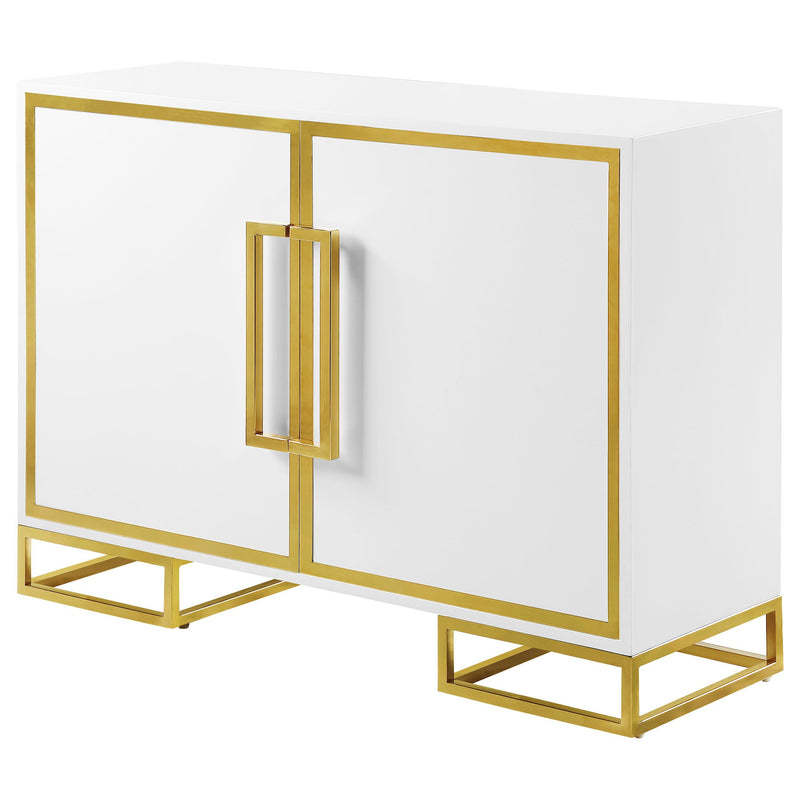  Coaster Furniture Elsa 959594 2-door Wood Storage Accent Cabinet - White and Gold IMAGE 4
