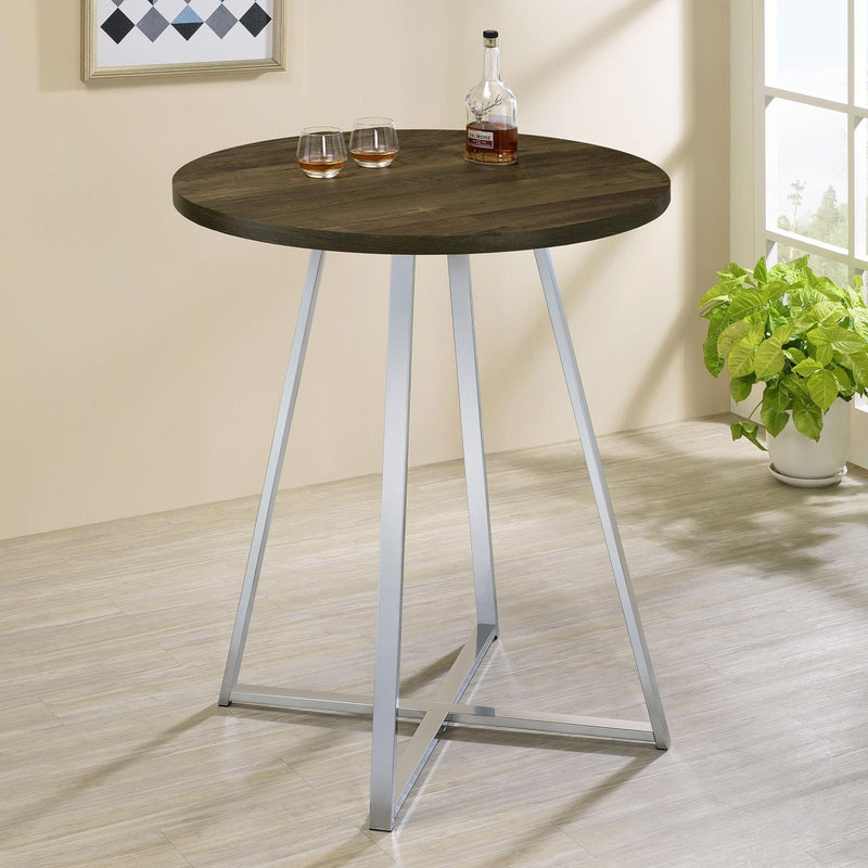  Coaster Furniture Burkhart 183516 Round 35-inch Pub Height Bistro Bar Table - Brown Oak IMAGE 4