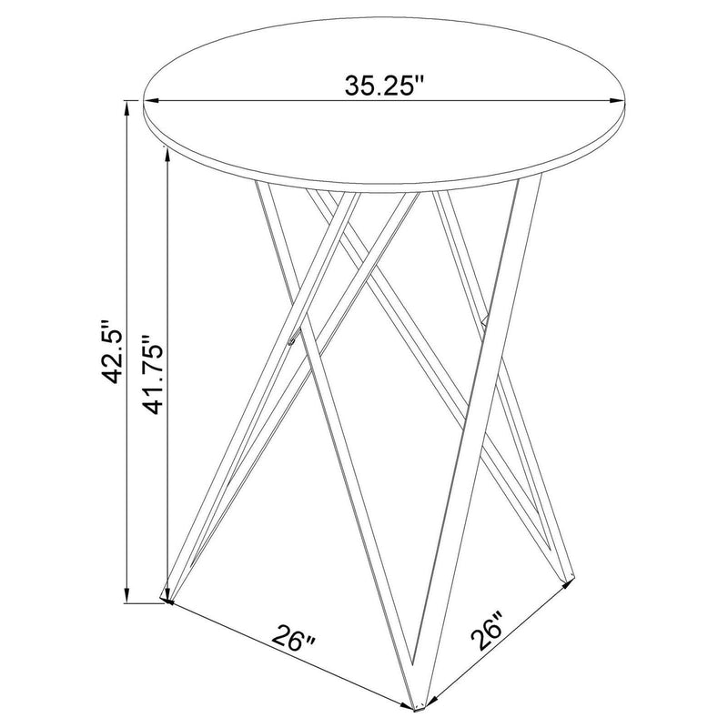  Coaster Furniture Bexter 183526 Round 35-inch Faux Marble Bistro Bar Table - Chrome IMAGE 7