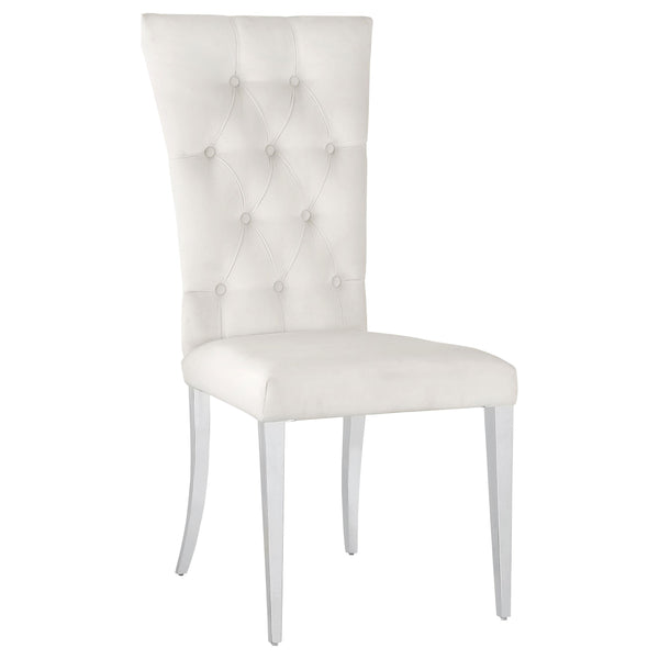  Coaster Furniture Kerwin 111102 Velvet Upholstered Dining Side Chair - White IMAGE 1