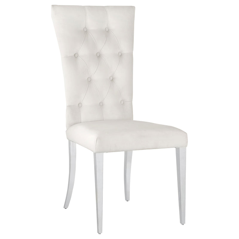  Coaster Furniture Kerwin 111102 Velvet Upholstered Dining Side Chair - White IMAGE 1