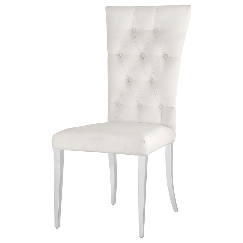  Coaster Furniture Kerwin 111102 Velvet Upholstered Dining Side Chair - White IMAGE 3