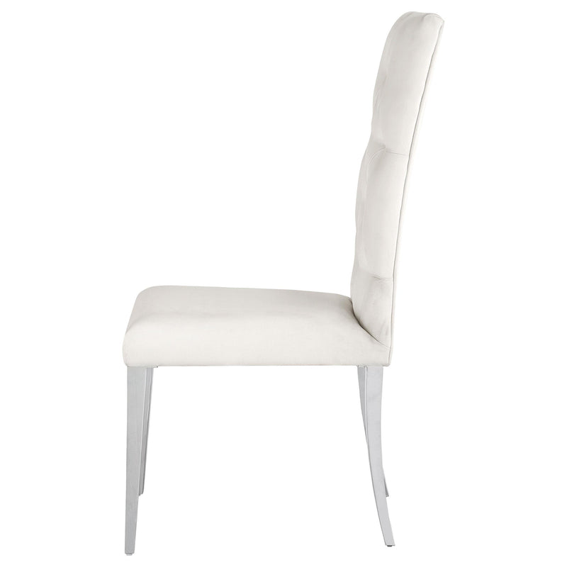  Coaster Furniture Kerwin 111102 Velvet Upholstered Dining Side Chair - White IMAGE 4