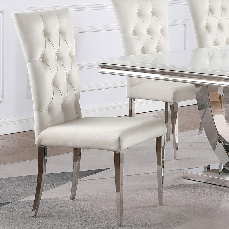  Coaster Furniture Kerwin 111102 Velvet Upholstered Dining Side Chair - White IMAGE 9