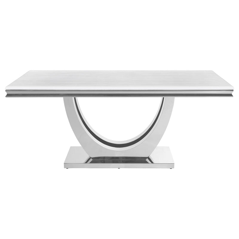  Coaster Furniture Kerwin 111101 Rectangular 71-inch Stone Top Dining Table - White IMAGE 2