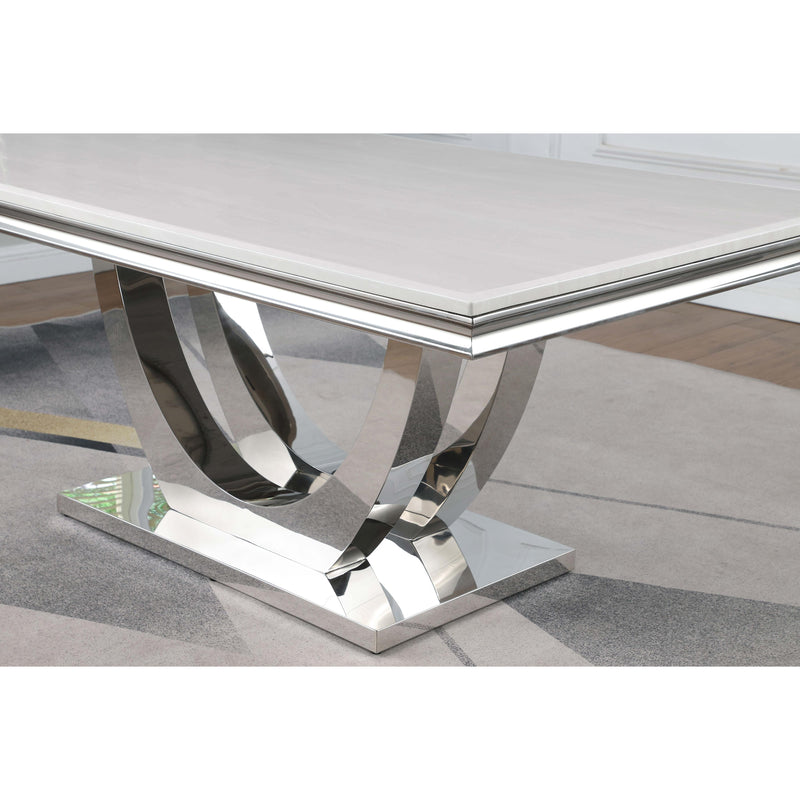  Coaster Furniture Kerwin 111101 Rectangular 71-inch Stone Top Dining Table - White IMAGE 7