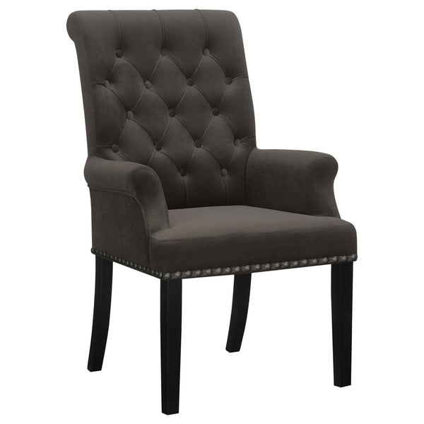  Coaster Furniture Alana 115173 Velvet Upholstered Dining Arm Chair - Brown IMAGE 1