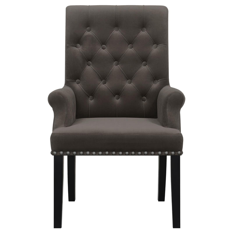  Coaster Furniture Alana 115173 Velvet Upholstered Dining Arm Chair - Brown IMAGE 2