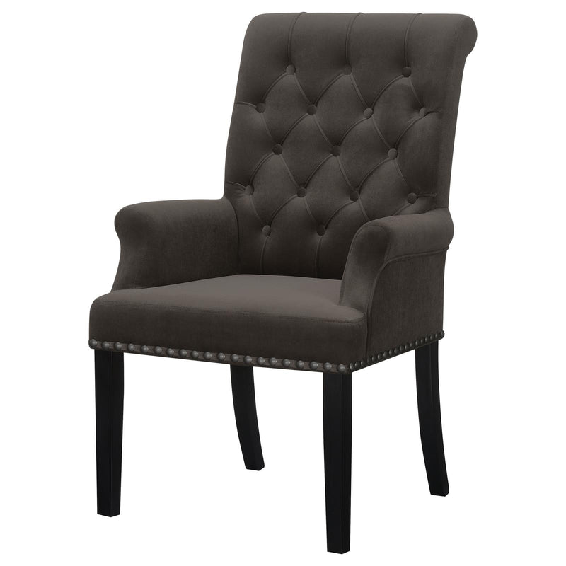  Coaster Furniture Alana 115173 Velvet Upholstered Dining Arm Chair - Brown IMAGE 3