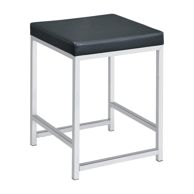  Coaster Furniture Afshan 935924 Upholstered Square Padded Vanity Stool - Chrome IMAGE 1