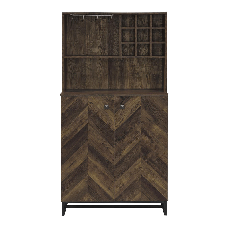  Coaster Furniture Mendoza 182082 2-door Home Bar Cabinet Wine Storage - Rustic Oak IMAGE 3