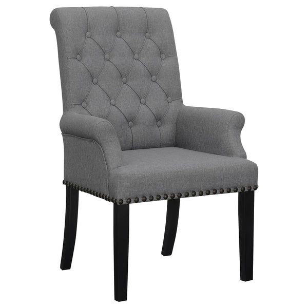  Coaster Furniture Alana 115163 Fabric Upholstered Dining Arm Chair - Grey IMAGE 1