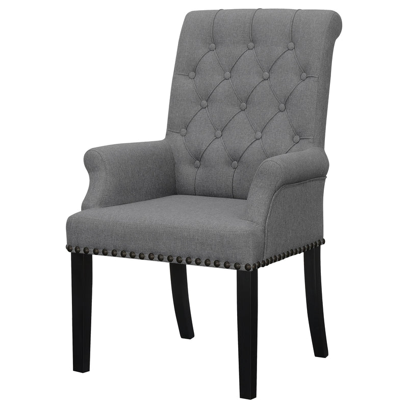  Coaster Furniture Alana 115163 Fabric Upholstered Dining Arm Chair - Grey IMAGE 3