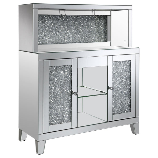  Coaster Furniture Yvaine 115585 2-door Mirrored Acrylic Home Bar Wine Cabinet - Silver IMAGE 1