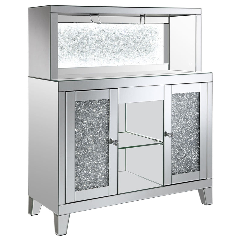  Coaster Furniture Yvaine 115585 2-door Mirrored Acrylic Home Bar Wine Cabinet - Silver IMAGE 3