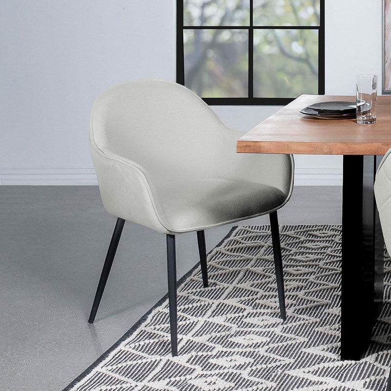  Coaster Furniture Emma 115592 Fabric Upholstered Dining Arm Chair - Fog Grey IMAGE 2